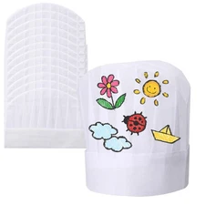 12 Pack Chef Hats for Kids Disposable Chefs Hat Bulk DIY Kids Chef Cap for