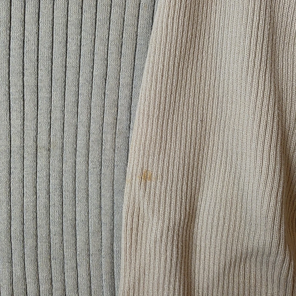 Suéter DKNY JEANS Para Hombre XL Beige Azul Acanalado Algodón Cuarto Cremallera Estilo Y2K Foto 2 de 4