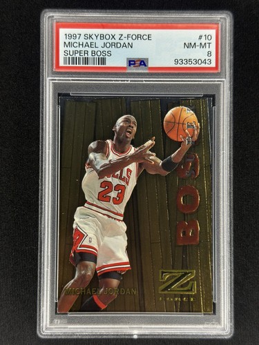 MICHAEL JORDAN 1997 Skybox Z-Force #10 Super Boss PSA 8 Bulls