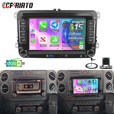 Für VW GOLF PLUS Android 15 Apple Wireless Carplay Autoradio WIFI Navi 2*USB DAB