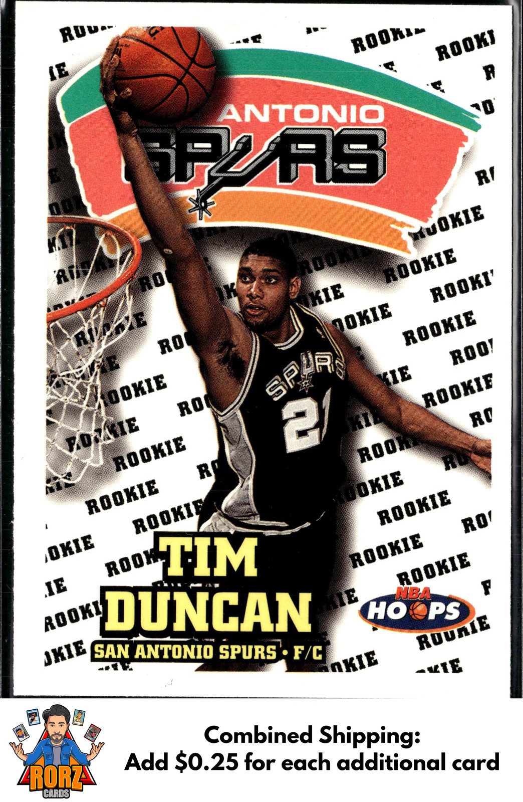 1997-98 Hoops #166 Tim Duncan RC Rookie San Antonio Spurs