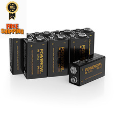 POWEROWL High Capacity 9V Batteries 8 Pack, Alkaline 9 Volt Battery 8 pack 