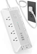 Surge Protector Power Strip with USB Ports, 12 Outlets 2 USB-C 2 USB-A, 6 Ft Fla