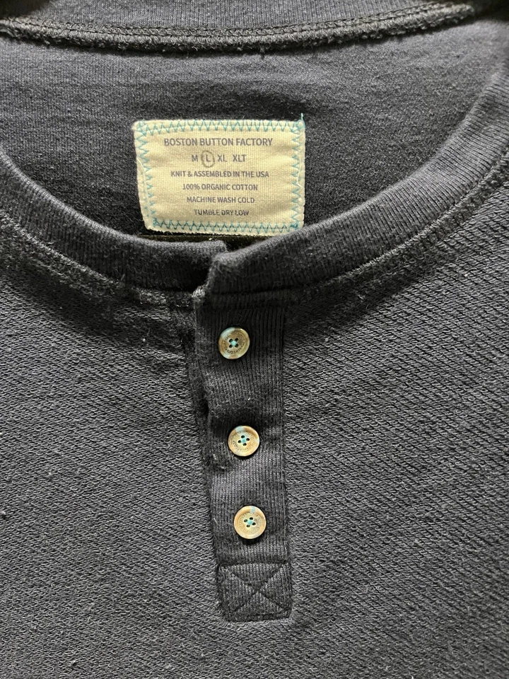 Boston Button Factory Men’s Henley Size Large Double Knit French Terry USA - Image 3 of 4
