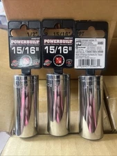 (3) NEW Powerbuilt 15/16" SAE 1/2" Drive 12 Point Socket - (G)