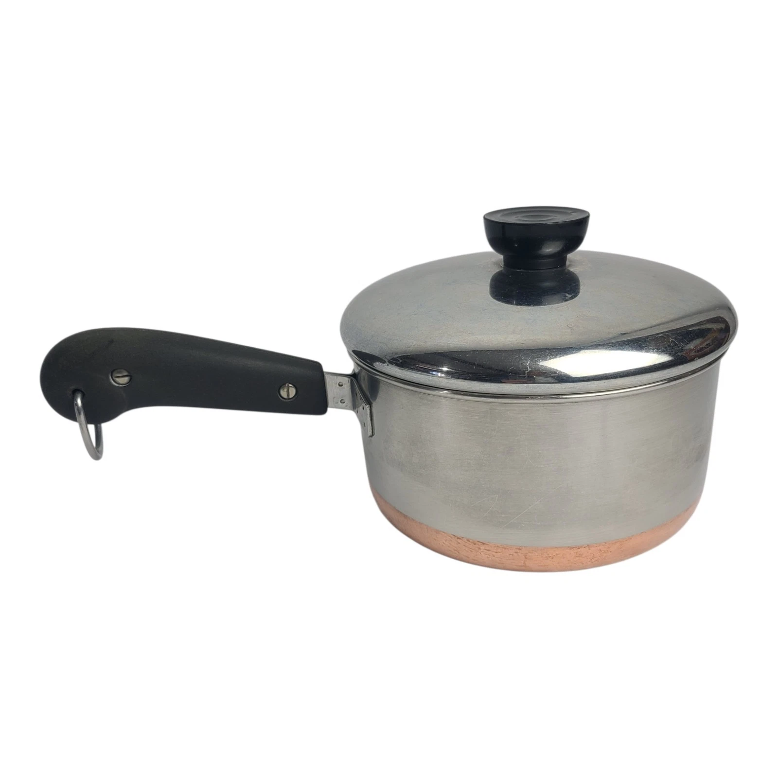 Vintage Revere Ware 1.5 Qt Quart Copper Clad Stainless Double Ring Sauce Pan Lid