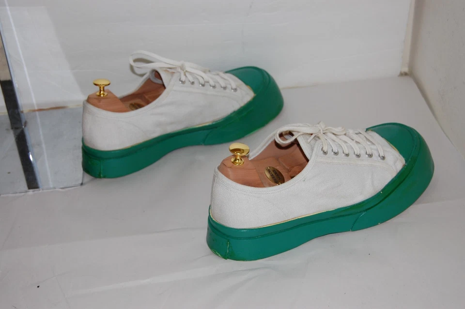 43/US9.5 🔥 Zapatillas Marni Verde Blanco Lona Encaje Hechas en ESPAÑA Foto 3 de 4