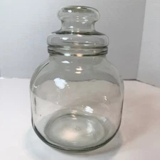 VTG Clear Glass Apothecary Jar Candy Cookie Storage Container & Lid Cottagecore