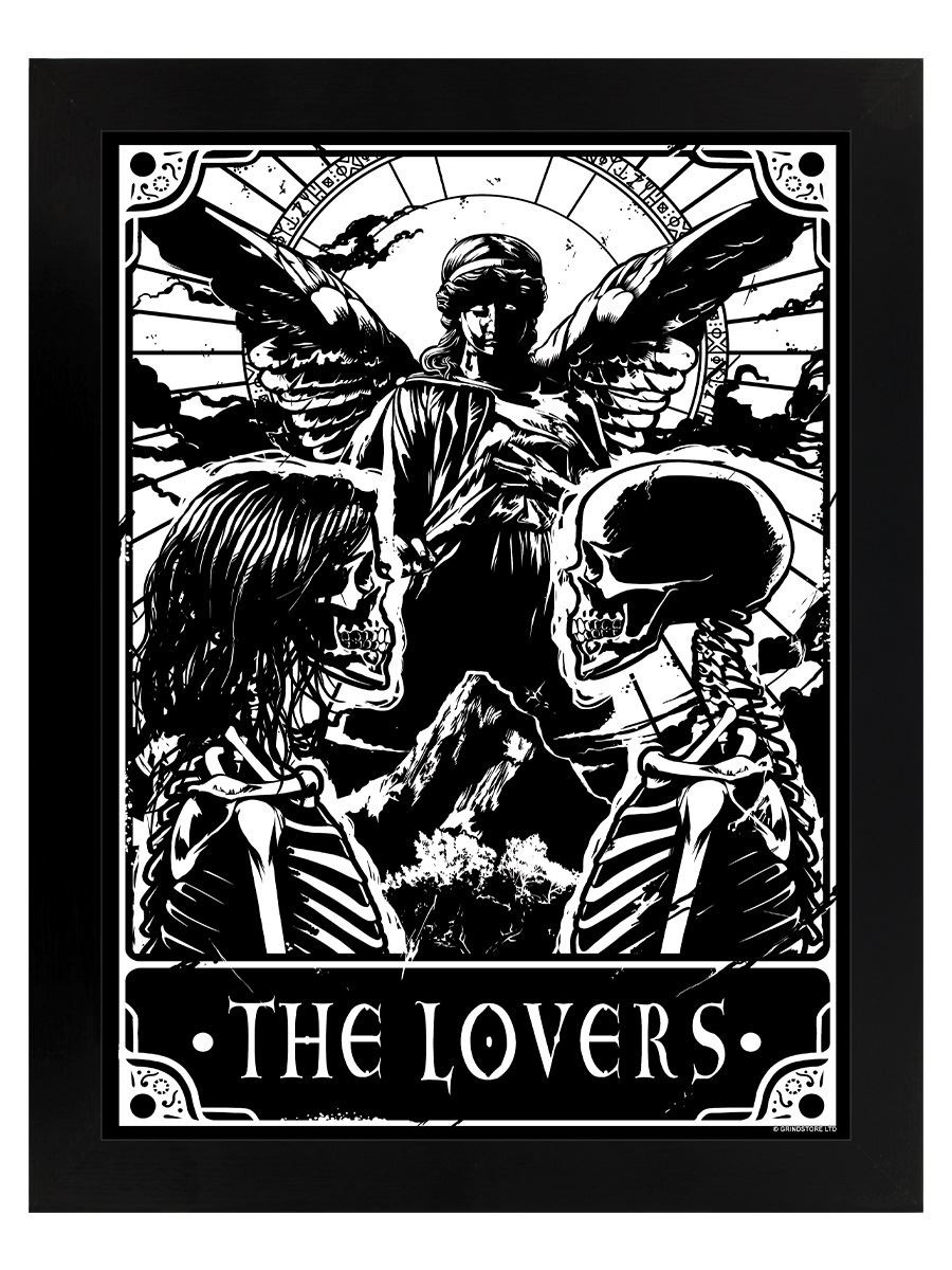 Deadly Tarot - The Lovers Black Wooden Framed Print