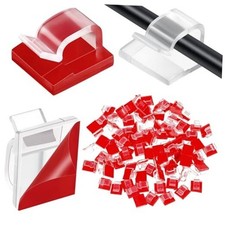 100 Pcs Adhesive Cable Clips Bulk Wire Holder for Cord Organizer Medium Clear