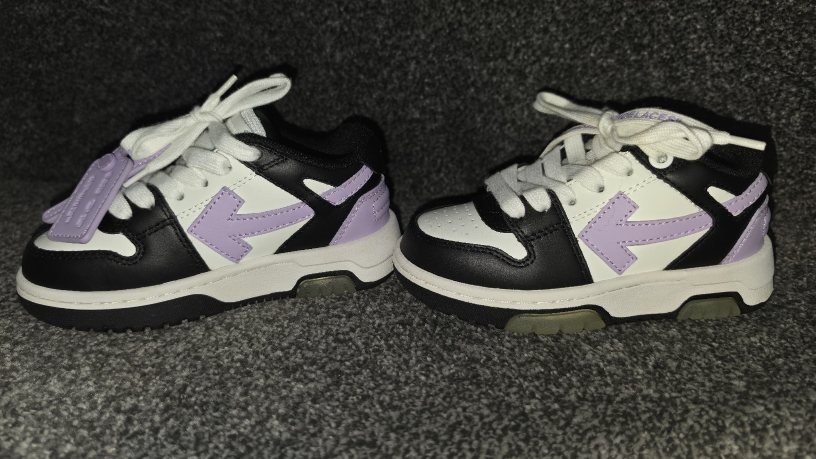 Off White Kids Out Of Office Trainers EU25 UK7.5 Black Lilac Box Zip Tie image 6