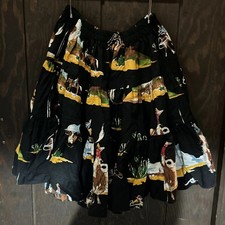 Vintage Western Rodeo Cowboy Tiered midi Western Horse Skirt Red Size S/M