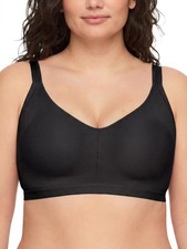 Warner's Women's Seamless Wireless Lightly Lined Bra, Rich Black, Large