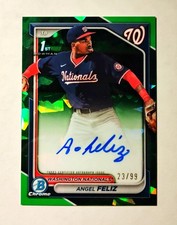 Angel Feliz 2024 1st Bowman Chrome Sapphire AUTO GREEN REFRACTOR 38/99 Raw RC q6
