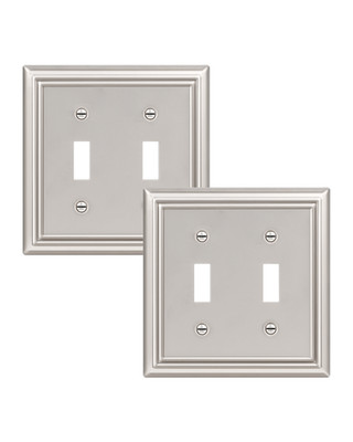 DEWENWILS 2-Pack Brushed Nickel Toggle Wall Plates, Double Gang Metal Switch