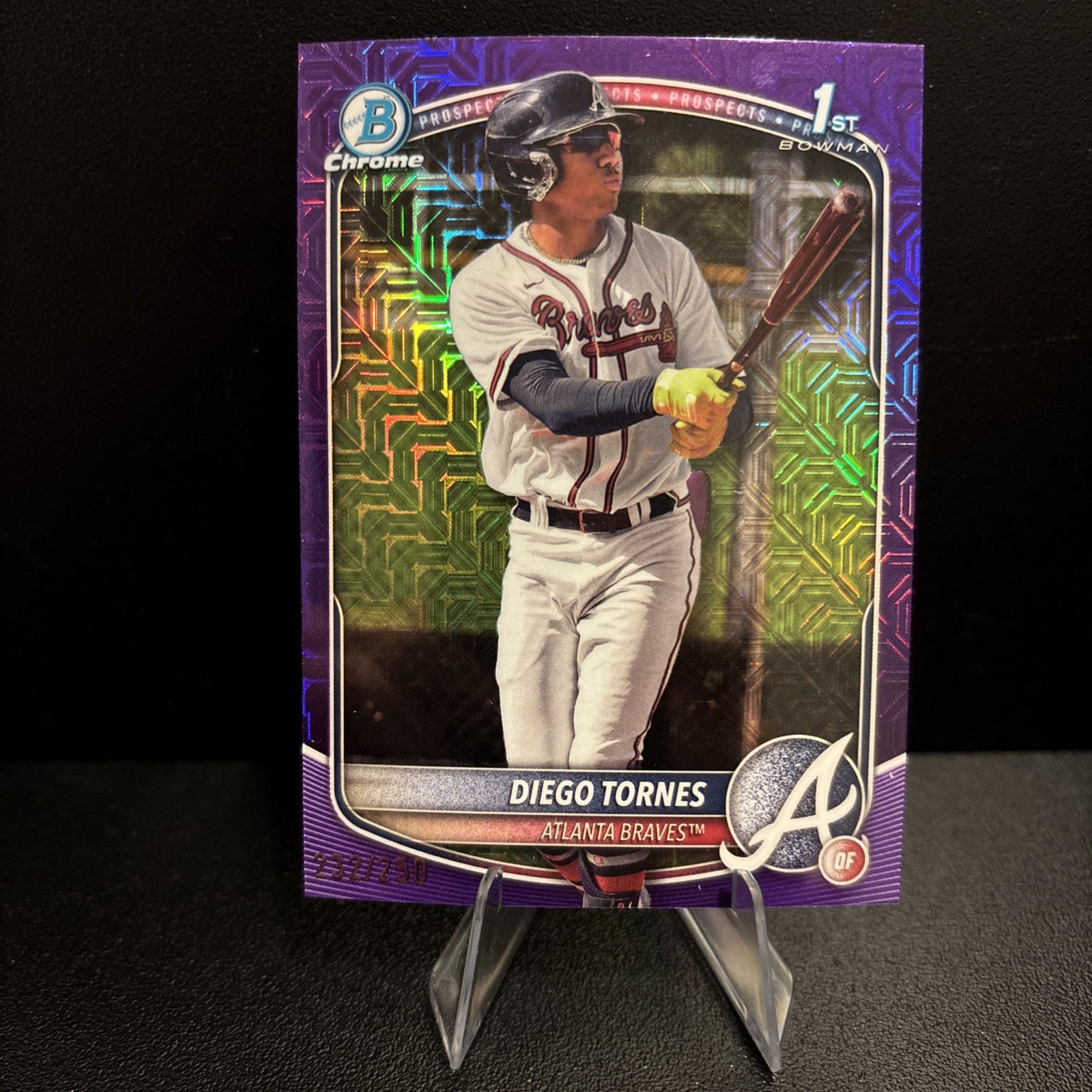 2025 Bowman Chrome Diego Tornes 1st Bowman Purple Refractor 232/250 - Braves