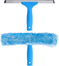 Pro Window Cleaning Combo – 10" Squeegee & Microfiber Scrubber Tool