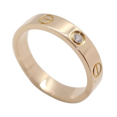 Cartier LOVE Small Ring 1 Diamond 18k Rose Gold 750 Size 52 With Papers & Box