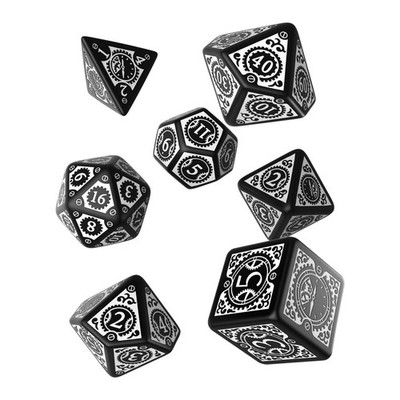 Q Workshop Q-Workshop Steampunk Clockwork Black White Dice Set 7 Board Games