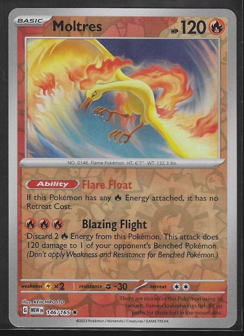 Moltres 151 Pokémon TCG 146/165 Reverse Holo Rare NM