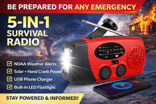 Emergency Solar Hand Crank Radio NOAA Weather USB Charger Survival Flashlight