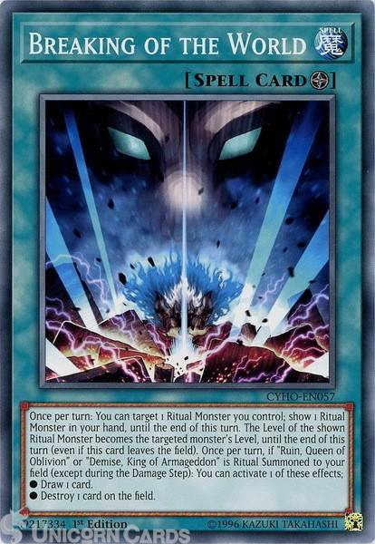 CYHO-EN057 Breaking of the World Common 1st Edition Mint YuGiOh Card