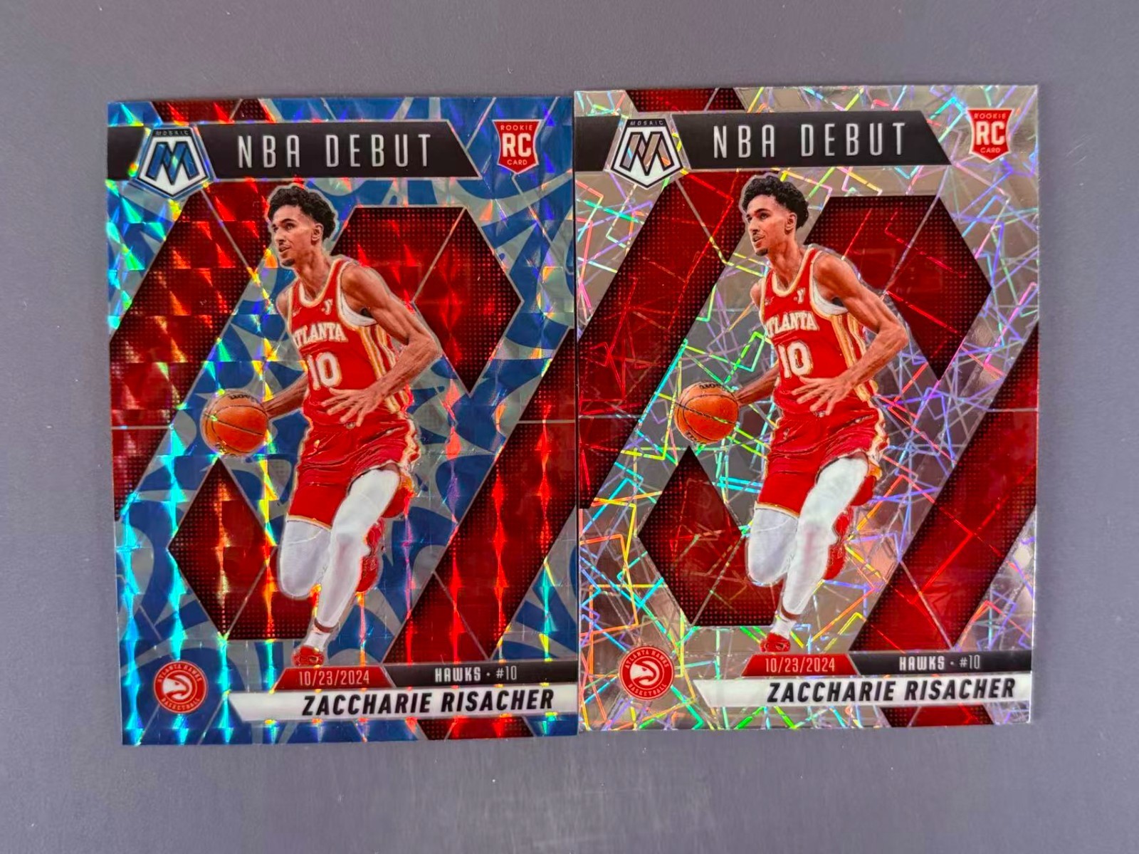 Zaccharie Risacher 2024-25 Panini Mosaic Blue Reactive Prizm RC #269