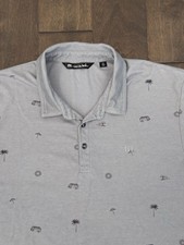 Travis Mathew Polo Shirt Mens Size 2XL Grey Short Sleeve Performance Beach Theme