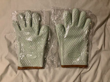 2 Oven Mitts -Silicone Gloves- Lined Microwave Oven Baking BBQ New