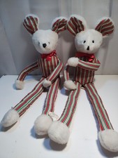 Vintage Eden Mouse Long Legs Hugger Plush 22  Red Green White Stripes Lot Of 2
