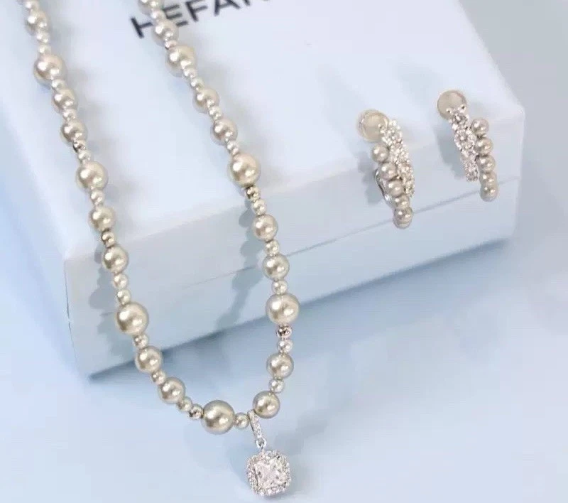 Ожерелье и серьги с пресноводным жемчугом и натуральным камнем - Изображение 4 из 4