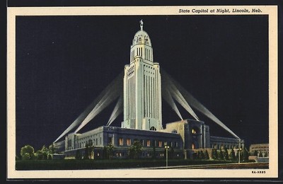 Ansichtskarte Lincoln, NE, State Capitol at Night 