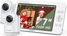 Babyphone mit 2 Kameras und Nachtsicht, 7" 720P HD Split Screen Video Bab