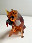 Vintage Art Glass Hand Blown Boxer Dog Figurine - Murano Style