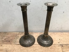 Vintage 2 Brass Candlestick Holders 8” tall Handmade in India 3/4” candle