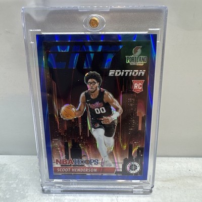 2023-24 NBA Hoops Premium Stock Blue Seismic Prizm /99 Scoot Henderson #5 