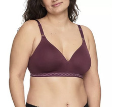 Warner's Cloud 9 Super Soft Wireless Lightly Lined Comfort Bra Burgundy Size 36A