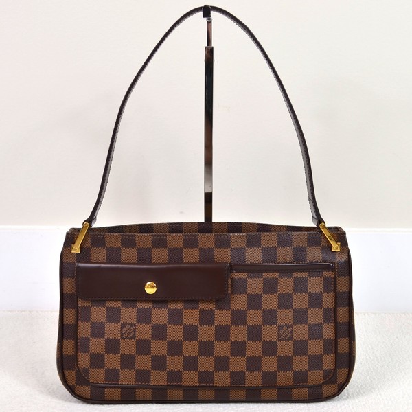 Louis Vuitton Aubagne Damier Ebene Canvas Leather Shoulder Bag Handbag Purse
