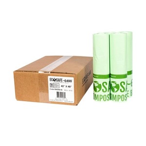 Clearance EcoSafe-6400 HB4248-85 Certified Compostable Bags for 55 Gallon Bin