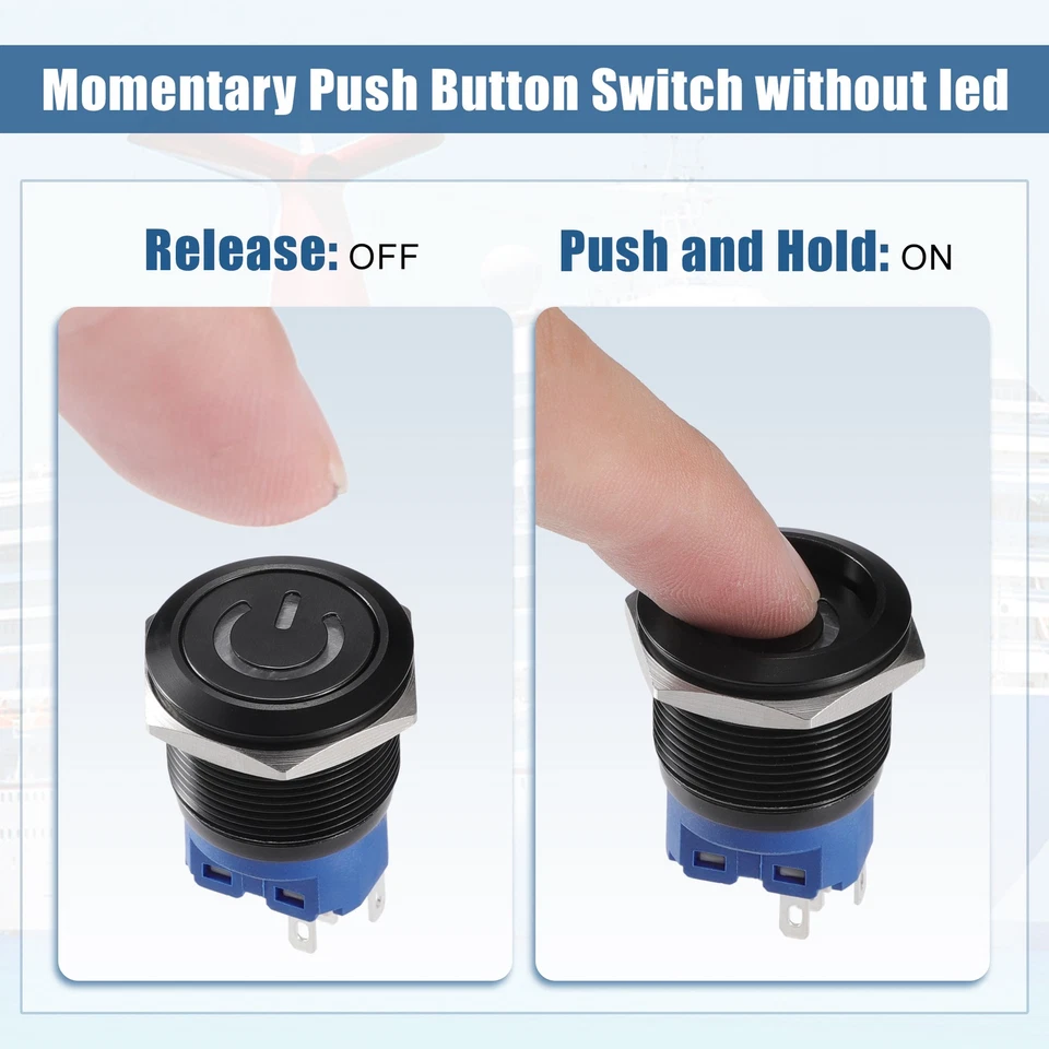 Interruptor de Presión Interior de Coche de 22mm con Botón Pulsador y Led Blanco - Imagen 4 de 4
