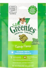 Greenies Feline Adult Dental Cat Treats, Catnip 2.1 Ounce (Pack of 1), 