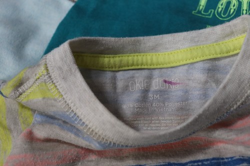 Okie Dokie Gender Neutral Gray Body Suit Pink Blue Yellow Stripes 3 Months - Picture 3 of 3