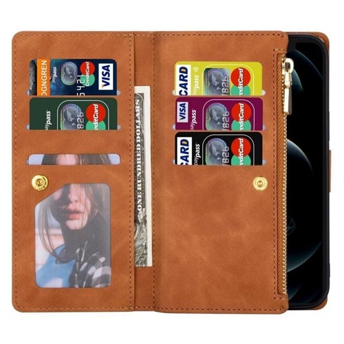 For iPhone 16 15 14 13 12 11 Pro Max Plus Leather Zipper Wallet Case Flip Cover - Picture 66 of 73