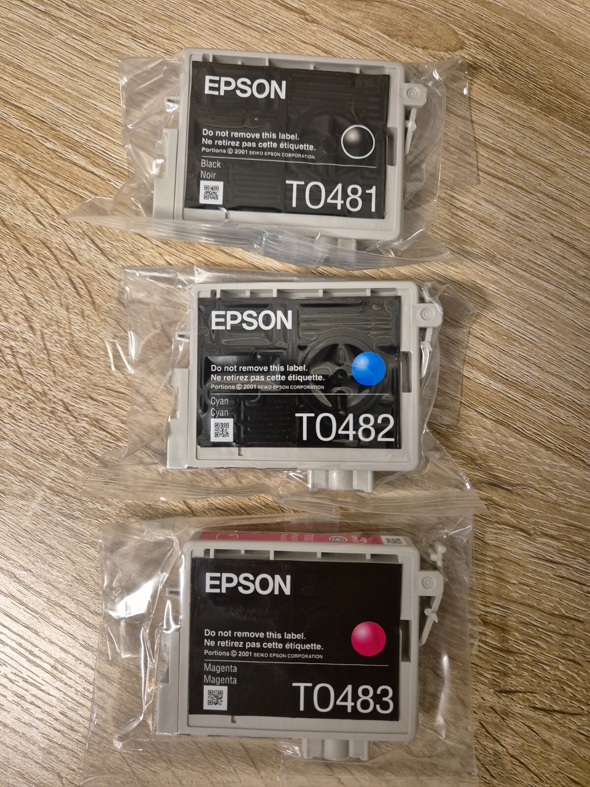 T0481 T0482 T0483 EPSON Genuine INK CARTRIDGES -  Black Cyan Magenta