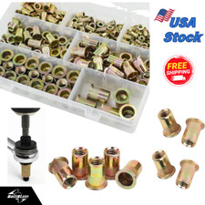 175pcs Zinc-plated Carbon Steel Rivet Nut Kit M3-m10 Assorted Sizes Flat Heads