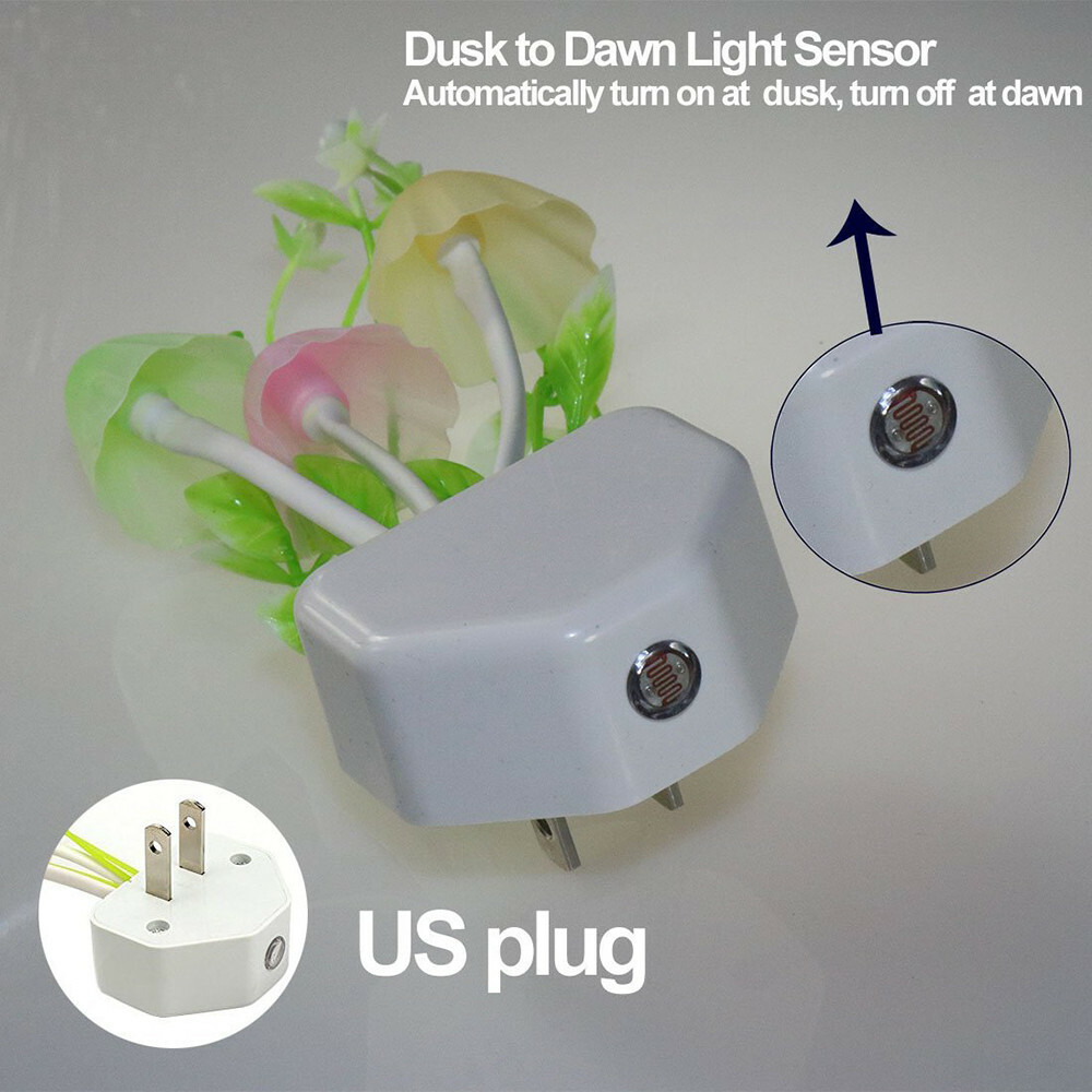 2X Plug-in Colorful Sensor LED Mushroom Night Light Wall Bedside Lamp