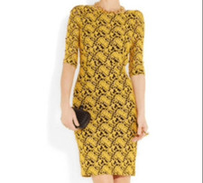 Alice+Olivia yellow lace cut out back dress