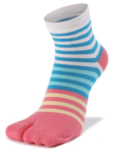 Women's Solid 2 Toe Flip Flop Tabi Socks Geta Ankle Cotton 5/6 Pairs - Picture 4 of 9