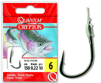 Quantum Crypton Forelle Vorfachhaken Black Nickel 70 cm Forellenhaken Angelhaken