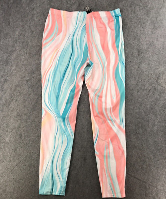 White Green Peach Striped Abstract Pull On Active Casual Pants Womens 3XL NEW
